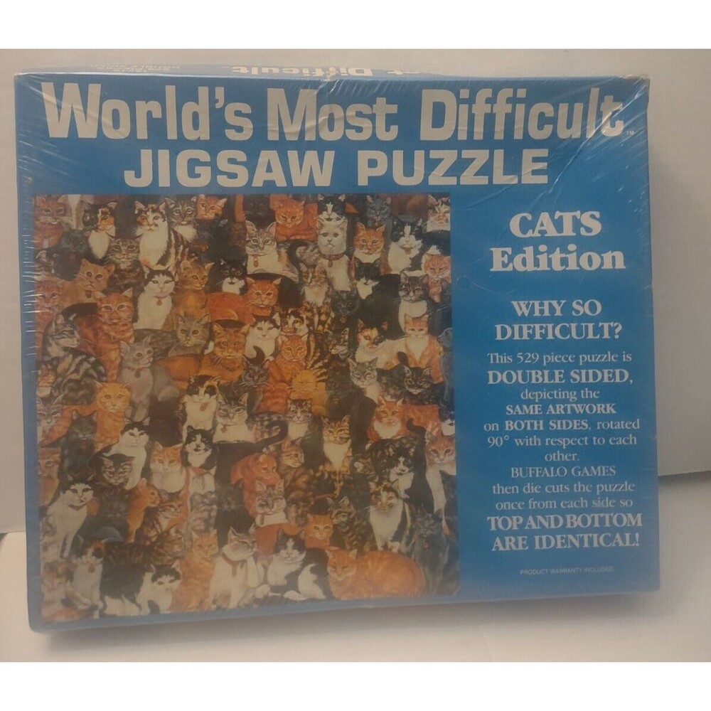 Worlds Most Difficult Jigsaw Puzzle Cats Edition Buffalo Games VTG 1991 NOS